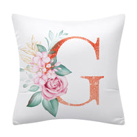 HKM-502355 Pink Floral Polyester Cushion Cover - 45x45cm Pillowcase with Botanical Design