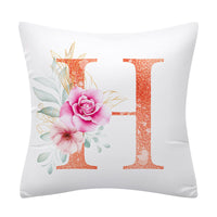 HKM-502355 Pink Floral Polyester Cushion Cover - 45x45cm Pillowcase with Botanical Design