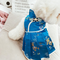 HKM-502483 Chinese Style Cheongsam Pet Clothes for Dogs in Red and Blue, Sizes S to XXL
