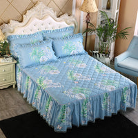 HKM-502483 Three-Piece Floral Bed Skirt Set for Single Beds - Reactive Dyed Polyester Fiber
