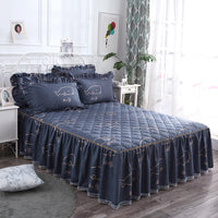 HKM-502483 Three-Piece Floral Bed Skirt Set for Single Beds - Reactive Dyed Polyester Fiber