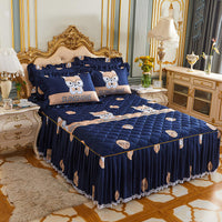 HKM-502483 Three-Piece Floral Bed Skirt Set for Single Beds - Reactive Dyed Polyester Fiber
