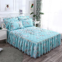 HKM-502483 Three-Piece Floral Bed Skirt Set for Single Beds - Reactive Dyed Polyester Fiber