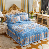 HKM-502483 Three-Piece Floral Bed Skirt Set for Single Beds - Reactive Dyed Polyester Fiber