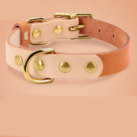 HKM-502547 Adjustable Leather Cat Collar with Customizable Lettering Plate - Multiple Colors Available