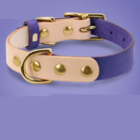HKM-502547 Adjustable Leather Cat Collar with Customizable Lettering Plate - Multiple Colors Available