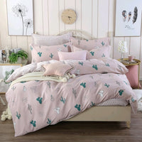 HKM-502675 Cotton Cartoon Three-Piece Bedding Set with Floral Design for 1.2m Bed