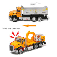 HKM-502931 1:24 Scale Pull-back Alloy Engineering Truck Toy for Kids - Dump Truck, Excavator, Concrete Mixer