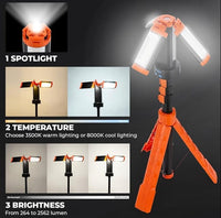 HKM-502931 Portable Folding Tripod LED Work Light with Adjustable Height and 360° Rotating Head
