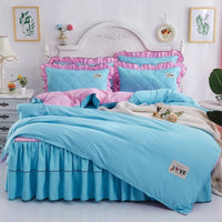 HKM-502995 Quilted Bed Skirt and Bedspread Set with Flower Patterns in Multiple Colors