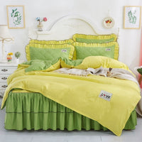 HKM-502995 Quilted Bed Skirt and Bedspread Set with Flower Patterns in Multiple Colors