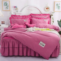 HKM-502995 Quilted Bed Skirt and Bedspread Set with Flower Patterns in Multiple Colors