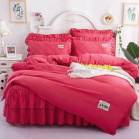 HKM-502995 Quilted Bed Skirt and Bedspread Set with Flower Patterns in Multiple Colors