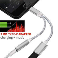 HKM-503059 Type-C to 3.5mm Headphone and Charging Braided Adapter Cable