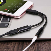 HKM-503059 Type-C to 3.5mm Headphone and Charging Braided Adapter Cable