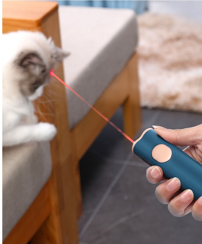 HKM-503123 Indigo Powder Laser Feather Cat Teasing Stick - 37cm Length, Soft Goose Feather