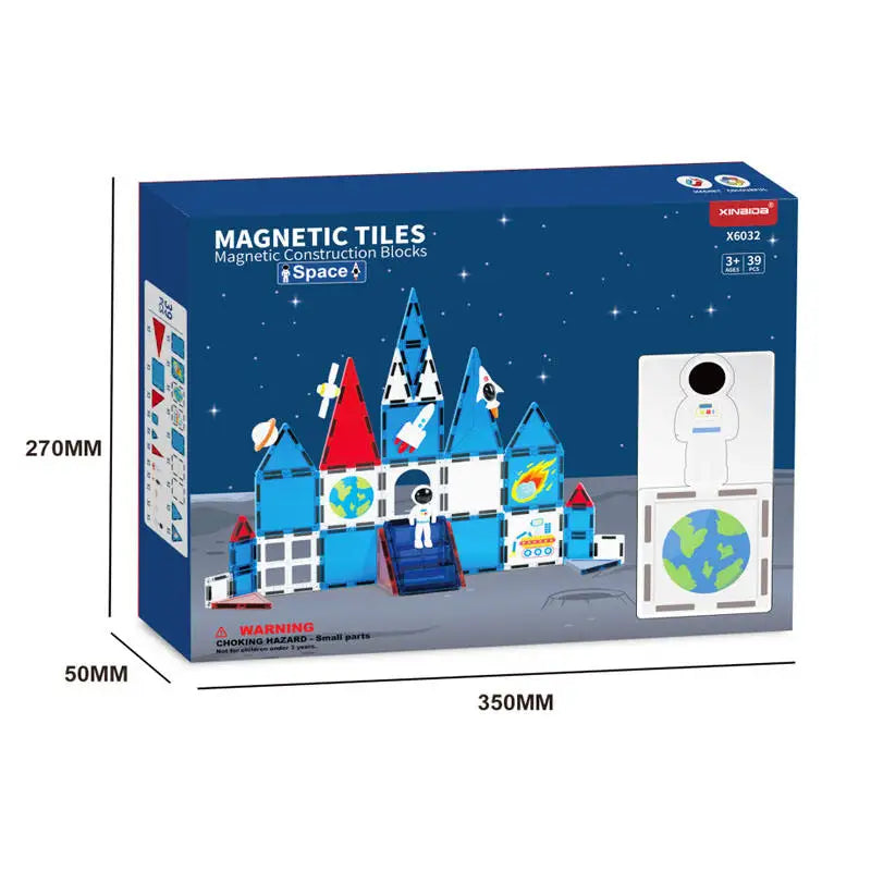 Magnetic Building Tiles Educational Set for Kids, EN71 ASTM Certified Learning Toy, 7.5cm ABS Plastic
