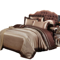 HKM-503507 European Style Floral Satin Jacquard 4-Piece Bedding Set in Tencel and Cotton