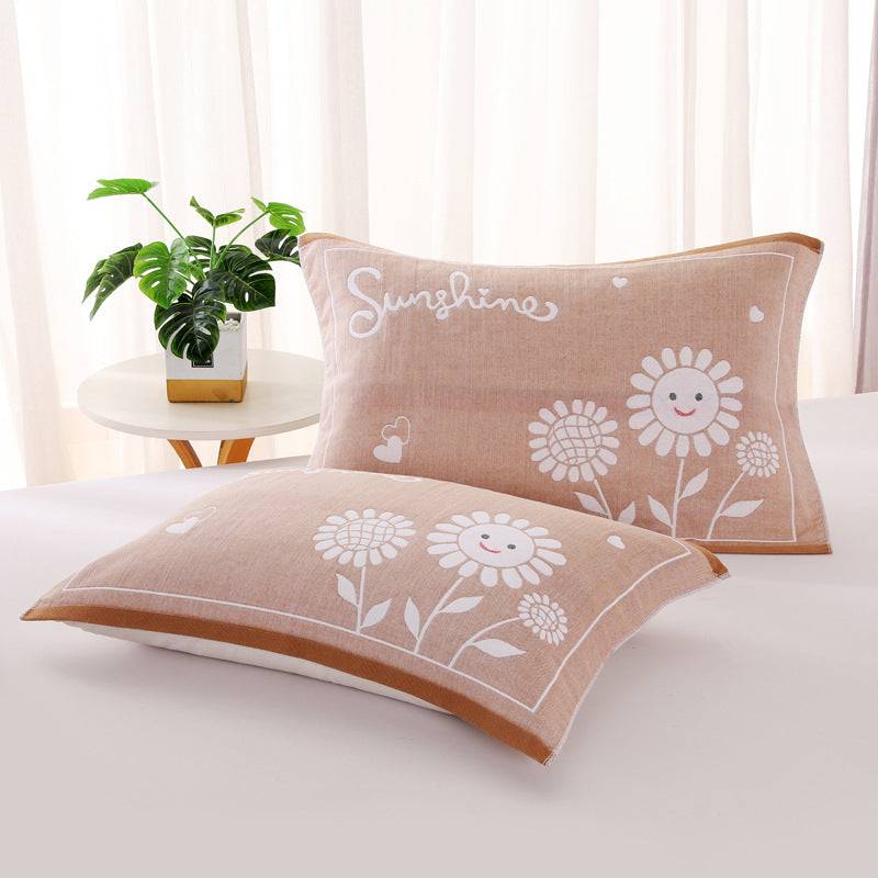 HKM-503635 Three-Layer Blended Gauze Pillow Cover in Various Colors and Prints