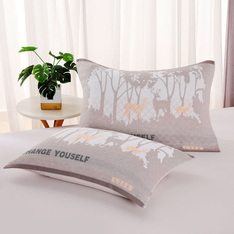 HKM-503635 Three-Layer Blended Gauze Pillow Cover in Various Colors and Prints