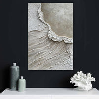 HKM-503763 Handmade Abstract White Sand Texture Oil Painting on Canvas - Unframed Wall Art for Living Room and Bedroom Decor