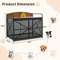 HKM-503827 Farmhouse Wooden Dog Crate Furniture for Large Dogs, 42.8" Indoor Kennel and Storage End Table