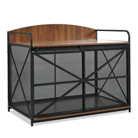 HKM-503827 Farmhouse Wooden Dog Crate Furniture for Large Dogs, 42.8" Indoor Kennel and Storage End Table