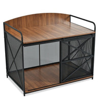 HKM-503827 Farmhouse Wooden Dog Crate Furniture for Large Dogs, 42.8" Indoor Kennel and Storage End Table