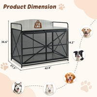 HKM-503827 Farmhouse Wooden Dog Crate Furniture for Large Dogs, 42.8" Indoor Kennel and Storage End Table