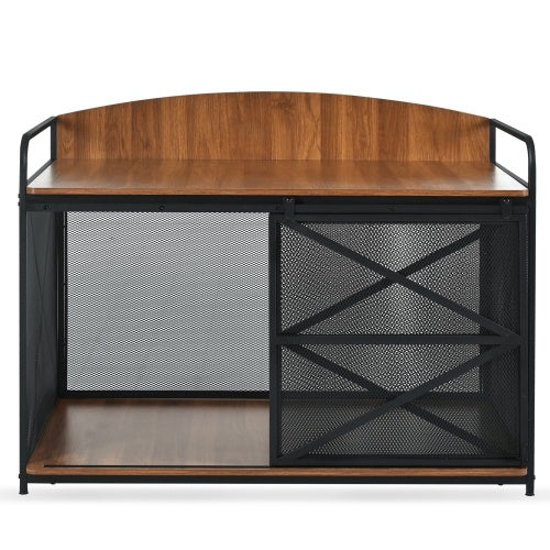 HKM-503827 Farmhouse Wooden Dog Crate Furniture for Large Dogs, 42.8" Indoor Kennel and Storage End Table