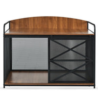 HKM-503827 Farmhouse Wooden Dog Crate Furniture for Large Dogs, 42.8" Indoor Kennel and Storage End Table