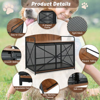 HKM-503827 Farmhouse Wooden Dog Crate Furniture for Large Dogs, 42.8" Indoor Kennel and Storage End Table
