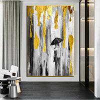 HKM-503827 Nordic Gold Grey Abstract Canvas Art Oil Painting - Frameless Decorative Wall Poster