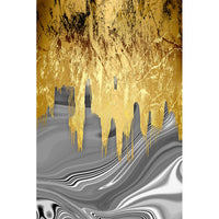 HKM-503827 Nordic Gold Grey Abstract Canvas Art Oil Painting - Frameless Decorative Wall Poster