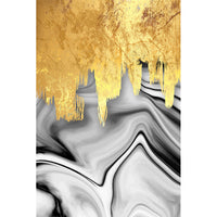 HKM-503827 Nordic Gold Grey Abstract Canvas Art Oil Painting - Frameless Decorative Wall Poster