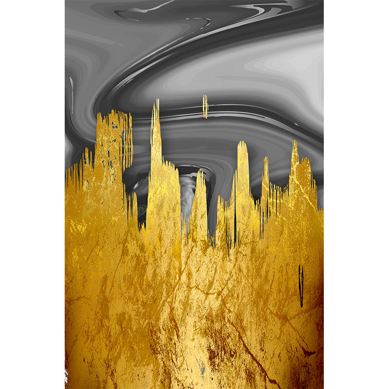 HKM-503827 Nordic Gold Grey Abstract Canvas Art Oil Painting - Frameless Decorative Wall Poster