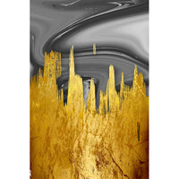 HKM-503827 Nordic Gold Grey Abstract Canvas Art Oil Painting - Frameless Decorative Wall Poster