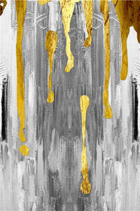 HKM-503827 Nordic Gold Grey Abstract Canvas Art Oil Painting - Frameless Decorative Wall Poster