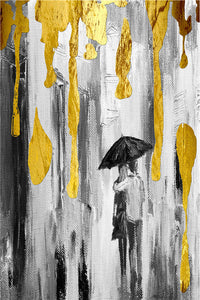 HKM-503827 Nordic Gold Grey Abstract Canvas Art Oil Painting - Frameless Decorative Wall Poster