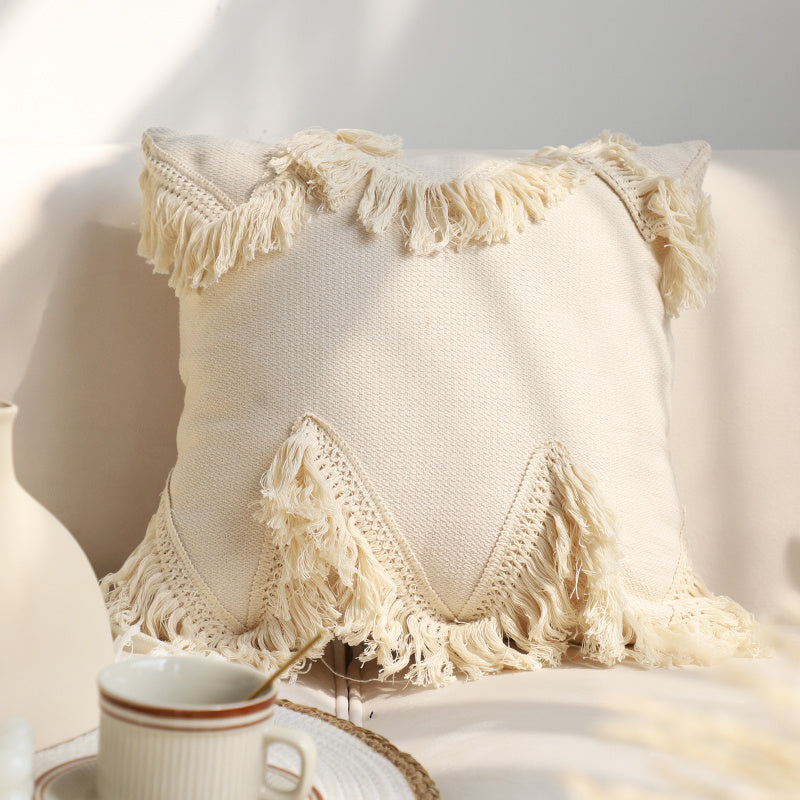 HKM-503891 Solid Color Tufted Pillow Cover - Square Waist Cushion in Various Designs and Sizes