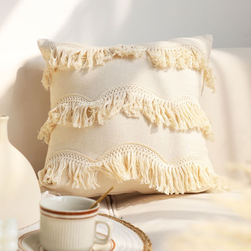 HKM-503891 Solid Color Tufted Pillow Cover - Square Waist Cushion in Various Designs and Sizes