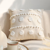 HKM-503891 Solid Color Tufted Pillow Cover - Square Waist Cushion in Various Designs and Sizes