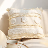 HKM-503891 Solid Color Tufted Pillow Cover - Square Waist Cushion in Various Designs and Sizes