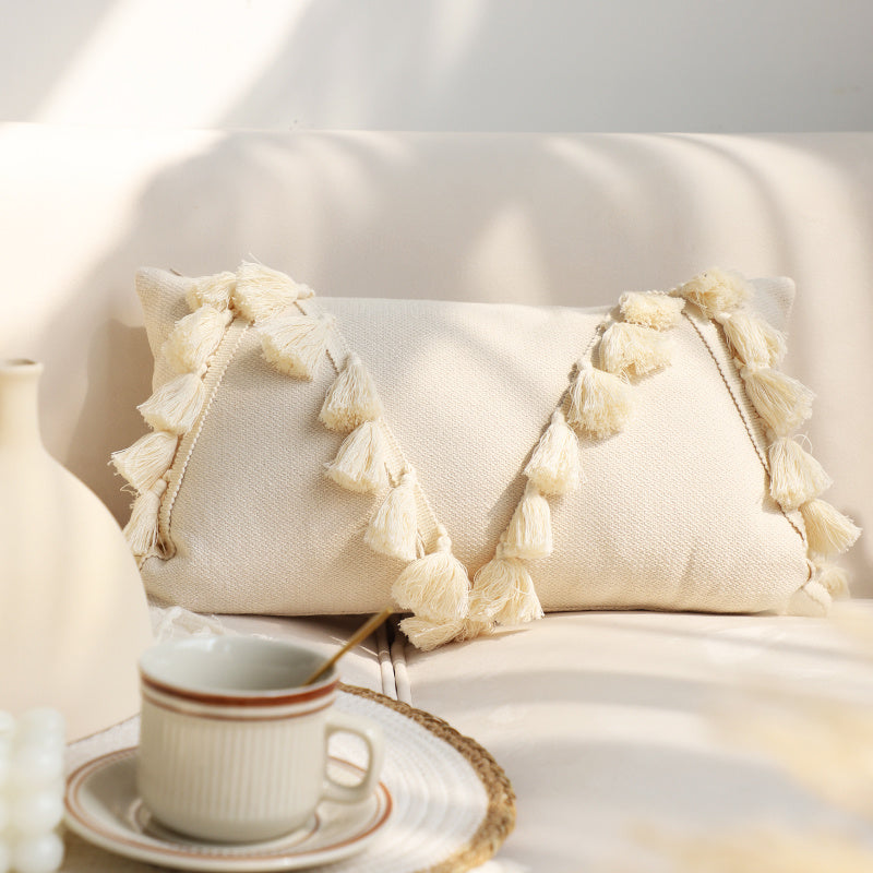 HKM-503891 Solid Color Tufted Pillow Cover - Square Waist Cushion in Various Designs and Sizes