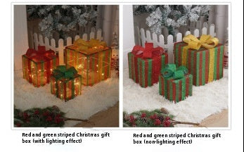 HKM-503955 Decorative LED Christmas Gift Box Lights Set - 3-Piece Battery Operated Layout for Holiday Décor