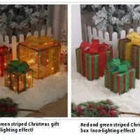 HKM-503955 Decorative LED Christmas Gift Box Lights Set - 3-Piece Battery Operated Layout for Holiday Décor
