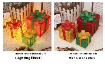 HKM-503955 Decorative LED Christmas Gift Box Lights Set - 3-Piece Battery Operated Layout for Holiday Décor