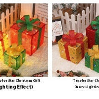 HKM-503955 Decorative LED Christmas Gift Box Lights Set - 3-Piece Battery Operated Layout for Holiday Décor