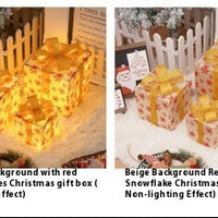 HKM-503955 Decorative LED Christmas Gift Box Lights Set - 3-Piece Battery Operated Layout for Holiday Décor