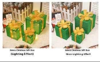 HKM-503955 Decorative LED Christmas Gift Box Lights Set - 3-Piece Battery Operated Layout for Holiday Décor